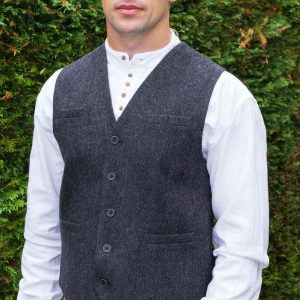 Emerald Isle Traditional Irish Wool Blend Waistcoat Charcoal 6070